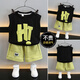 
G.DUCKKIDS little yellow duck boy summer suit 2024 new children's clothes Korean style fashion one-year-old baby sports two-piece set black 100 size 2~3 years old [90-100cm]