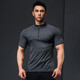 Lutie Dog Fitness Wear Short Sleeve Men's Stand Collar POLO Slim Fit Muscle Showing Quick Drying Breathable High Elasticity Coaching Wear T-Shirt Black XXL