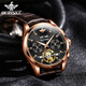 Européen Pinke Site officiel Swiss Certified Watch Men's Mechanical Watch Flywheel Full Automatic Luminous Imperproofing Date Calendar Week Watch Flaghip Version - 3291 Brown Leather Rose Black Greed Graving