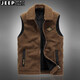 JEEP SPIRIT Vest Men's 2025 Autumn and Winter Casual Fashion Velvet Vest Waistcoat Warm Jacket Off-White XL