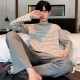 Lianwei's new pajamas for men spring and autumn pure cotton long-sleeved casual Korean round neck trousers autumn youth home wear set 3548 men's XL size-175