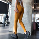 KEJIMITAO European and American abdominal tightening fitness pants for women, high-waisted peach butt lifting sports running trousers, training tight elastic yoga pants, yellow (ready in stock) XL