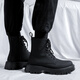 Jingmai Cowide Martin Boots Herren High Top Lederschuhe Herrenstiefel Mittelstiefel Frühling und Herbst Hochverstärkt atmungsaktive schwarze Lokomotive-Stiefel Schwarze High-Top-Matte [Frühling und Sommer] Größe 40 (= Sportschuhe 41)