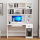 Lifanju computer desk desktop household solid wood desk bookcase combination desk bookshelf integrated study table modern simple table warm white/environmentally friendly particle board 0.9 meters long*0.5 meters wide/no door style