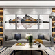 Aoxiao leichter Luxus High-End High-End Golden Atmosphärische Wohnzimmer Dekorative Malmalerei Kristall Porzellan Diamant Eingelegtes Triptychon-Büro-Landschaft Gemälde moderne einfache Nordik