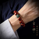 Moon stone edge huanghuali bracelet for men with twelve zodiac signs, Hetian jade natal Buddha beads, play plate, handle piece, Valentine's Day gift, zodiac dragon and snake - Puxian Bodhisattva