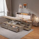 Yu feiqi nordisch multifunktions weiches massives Holz Doppelbett moderne einfache Hochkasten Nachtlichtladung Hochzeitsbett 9905# Bett + 20 cm Latex Spring Matratze 1,8*2,0 m (Schublade mit Schwanzauslosung)
