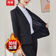 Jian Ting velvet suit women's winter 2025 new warm and thickened temperament work clothes suit jacket professional formal wear A style velvet black single suit L