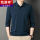 Hengyuanxiang Sommereis Ice Silk T-Shirt Herren-Langarm 2024 Neues Gelegenheits-Revers-Dünn-Hemd mit mittlerem Alter 829 Grau 4xl 190