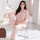 LangSha pajamas for women in spring and summer pure cotton thin style with chest pad short-sleeved home clothes for women sweet and anti-convex dot set 693 soft powder (with chest pad) M[155-160cm/90-110Jin[Jin equals 0.5 kg]]