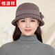 Hengyuanxiang autumn and winter hat women's woolen top hat plus velvet warm basin hat for middle-aged and elderly mothers autumn and winter fisherman hat grandma brown one-size-fits-all adjustment