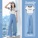 Nickybaby Girls 'Fashion Suit Fashionable Summer 2025 New Children's Big Children's Short-Ley-Ley-Legal Pants Traje de verano para niñas explotó 9889 White + 15030 Azul [Set] 120 cm