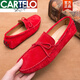 卡帝乐鳄鱼（CARTELO）2025新品春季流苏豆豆鞋男真皮磨砂皮鞋翻毛皮懒人鞋休闲开车鞋男 黑色9893 41