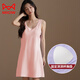 Cat Man (MiiOW) pure cotton nightgown with breast pad integrated home clothes for women with breast pads for women's vest dress for women in summer 2025 new style [nightskirt] Deep coffee 11979 with breast pad M suitable for weight 80-100 Jin [Jin equals 0.5 kg]