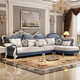
European sofa art combination modern simple corner size living room technology fabric solid wood simple European sofa 841 fabric sofa [829 light blue 3.6M]