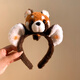 Danqin cute little raccoon plush headband for women, face wash, makeup headband, facial mask, special hairpin hair accessories, autumn and winter little raccoon plush headband