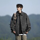 OEMG American retro leather jacket men's spring and autumn summer trendy brand large size loose youth couple work jacket clothes black XL [recommended 110-125 Jin [Jin equals 0.5 kg]]

