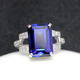 High quality tanzanite sapphire rectangular tanzanite ring for women, white gold (main stone 10X14mm) live