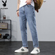 Playboy (Playboy) Jeans Herren 2025 Frühling und Herbst Neue trendige, gerade losen Hosen Herren-Casual Elastic Koreanische Version von Neun-Punkte-Hosen Blau und grau X-6115HHH9901 36