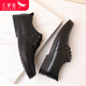RED DRAGONFLY leather shoes men's business casual shoes new style cowhide breathable fashion low-cut lace-up British lightweight soft-soled formal shoes WTA306871A black plus velvet 40