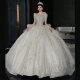 Hermana gorda Vestido de novia de gran tamaño Manga larga francesa White 2024 NUEVA PRODUCCIÓN ADURIDAD DE LA ANDACUA A LA PARA LA LANGRA PERSONA PEQUEÑA Vestido de novia de cola blanca XL