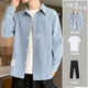 Huizhuanyi Camisa de primavera y otoño Manga larga Moda literaria Moda Literaria Ropa de pulgada Hands Handsing Chaqueta Simple y siempre combinante Set de tres piezas 679 Azul + Blanco Long + 685 Blue claro 3xl
