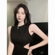 YiJINGXUAN French high-end temperament backless socialite dress for women in summer new light luxury niche evening dress nightclub silver dress M 95-105Jin [Jin equals 0.5 kg]

