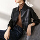 Shandubila is a smart and handsome classic versatile lapel pocket design motorcycle jacket women's leather jacket black L
