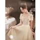 SAIDELE champagne color evening dress 2025 new adult gift small birthday party light luxury niche high-end art exam skirt for women champagne color medium length S (recommended 86-95 Jin [Jin equals 0.5 kg])
