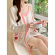 Danyuting Strawberry Bear suspender pajamas women's spring and autumn summer chest pad nightgown sexy nightgown two-piece set home clothes women 9901 skirt two-piece set strawberry bear - pink one size m 160