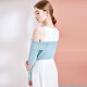 [Same style in shopping mall] Tangli autumn new long-sleeved bottoming shirt off-shoulder color matching fake two-piece sweater for women light lake blue L