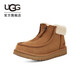 UGG new winter style women's casual and comfortable flat sole round toe zipper fashionable loafers 1143955 CNAT maroon/natural white 37