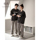 Yuenei Couple Pajamas Women's Autumn and Winter Coral Velvet Thick Velvet Warm Home Clothes Men's Plaid Warm Suit 34116 Casual Blue Men's 3XL (Male 180-200 Jin Jin equals 0.5 kg / Female 160-180 Jin Jin equals 0.5 kg)