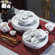 Chaoshan Kung Fu tea set with tea tray, household round ceramic white porcelain teapot and cup modern simple small set 10-inch blue and white luxury set