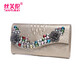 Sephren echte Leder -Kupplungs -Tasche für Frauen Strass -Handgrabung Tasche 2025 Neue Mode große Kapazitäts -Clip -Taschen Bankett Goldene Farbe Goldene Farbe