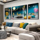 Tongdi Neues chinesisches Wohnzimmer Dekoration Malerei Sofa Hintergrund Wandmale moderne einfache Villa Hall Landschaft Malerei Dreifach hängende Gemälde 1 Familie und alles geht gut 12122 80*60 in der Mitte 40*60 auf beiden Seiten 40*60 schwarzer Rahmen (Kristallporzellanbilder)