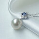 Queen of Pearls 18K gold sapphire Australian white pearl pendant 11-12mm seawater pearl necklace as a birthday gift for girlfriend