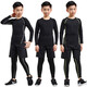 Shengyi children's tights training clothes sports suit fitness quick-drying clothes elastic warm football training basketball clothes long sleeves green line two-piece set 140 (size 28 suitable for 60-70 Jin Jin equals 0.5 kg)