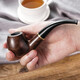 
ADOUS (ADOUS) ebony pipe handmade pipe vintage filter pipe bend 9mm filter element solid wood bucket gift 653 random carving