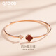Grace Girl original 18K gold four-leaf clover bracelet for women rose gold color gold bracelet bracelet as a Chinese Valentine's Day gift for wife 18K gold four-leaf clover bracelet red agate + love gift box