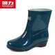 Warrior rain boots for women, fashionable outdoor mid-calf waterproof rain boots, rubber shoes, rain boots overshoes, non-slip rubber shoes, wear-resistant, dark green 38