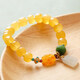Longyin Natural Beeswax Bracelet Men's Pixiu Amber Bracelet Women's Gold Twist Honey Buddha Beads Rosary Bucket Beads Birthday Gift YJ 8*9mm Bucket Beads White Jade Style