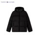 Tommy Hilfiger [Ropa de algodón de pan] Fashion de otoño e invierno Fashion Capele Letter Chaqueta con capucha cálida Hombres 02539 BDS clásico Black L (recomendado: 150-165Jin [Jin iguala 0.5 kg])