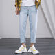 
Zuoyoupin (zuoyoupin) jeans men's cropped pants summer casual straight pants men's fashion boys versatile trendy trousers TC673 dark blue 2XL