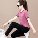 OU Yushan Sportset für Frauen Sommer dünn 2025 Neue Mode Loose Round Neck Kurzarmhose Casual Zweiköpfige Set 6630 Model Prince Blue 2xl geeignet für 120-129jin [Jin ist 0,5 kg]