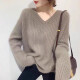 Red Dragonfly Knitted Sweater Women's Loose Thick Sweater Women's Long Sleeve Autumn and Winter New V-neck Bottoming Women's Top Jacket Camel One Size