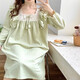 Princess Doretin Style Champion de nuit pour les filles au printemps, automne et hiver, en dentelle douce en pyjamas mi-longueur robe à la maison mince vêtements sx # 9904-1 jupe en dentelle carrée gris xl 170
