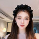 Meng Keduo high skull black pleated headband women's hairpin face wash headband small wide edge versatile high-end headband wrinkled headband black
