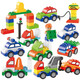 Tangmi children's large particle car bag building blocks city traffic variety puzzle toys 3-6 years old boys and girls