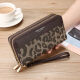 KUQIDAISHU Women's Clutch Bag 2025 Summer New Fashion Print Large Capacity Double Zipper Casual Versatile Women's Clutch Bag - Floral Letter Light M
